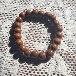 Wood bead, stretch bracelet